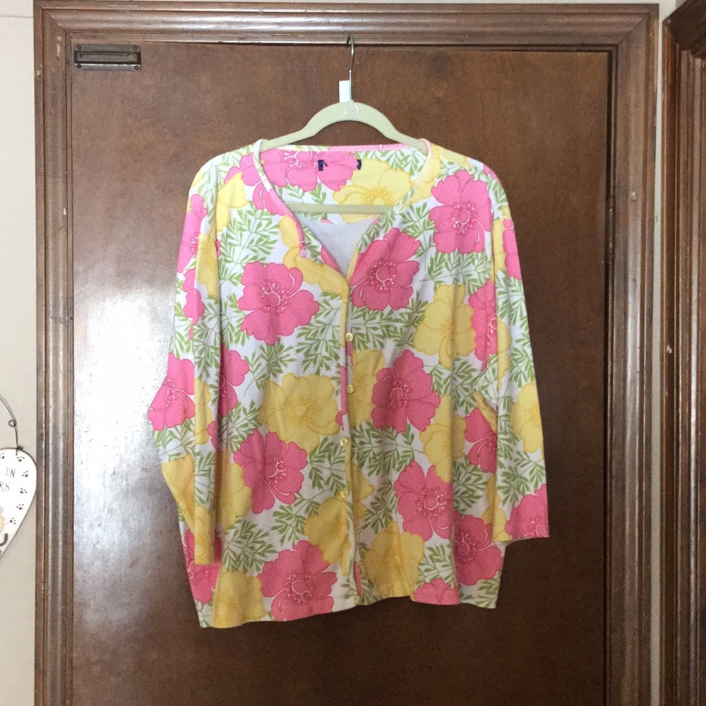 22-24 pink green yellow and white sweater